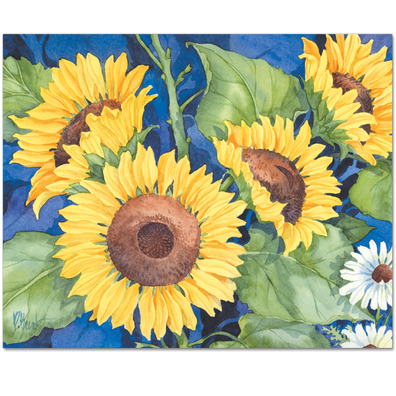 Sunflower Design Rectangular Tempered Glass Cutting Board