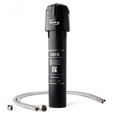 iSpring US15L Water Filter Under Sink, Up to 15,000 gal Capacity, Leak-free Direct Connect Under Sink Water Filter System for Kitchen, Easy DIY Installation, Reduce Odor Chlorine Heavy Metals, White