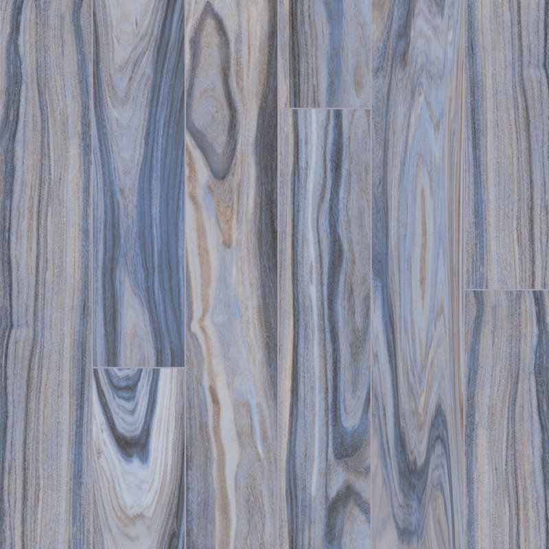 Lorento 8 in. x 48 in. Polished Porcelain Wood Look Floor and Wall Tile, Myrran Blue