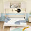 Lit escamotable en bois avec armoires-736559332