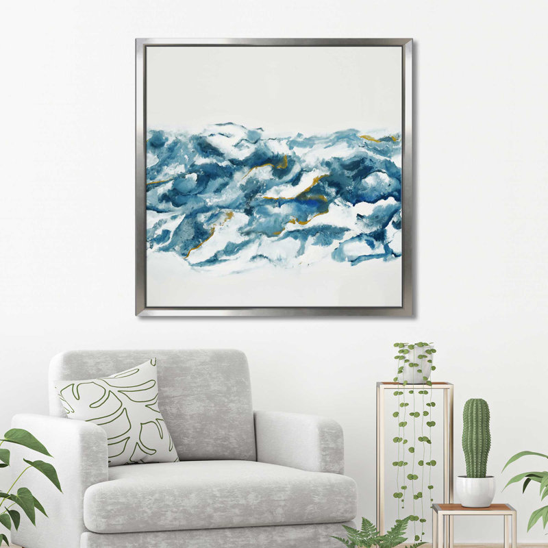 Into the blue (carré)-imprimé, Cadre flottant argent, H 21,5 po x l 21,5 po x P 2 po