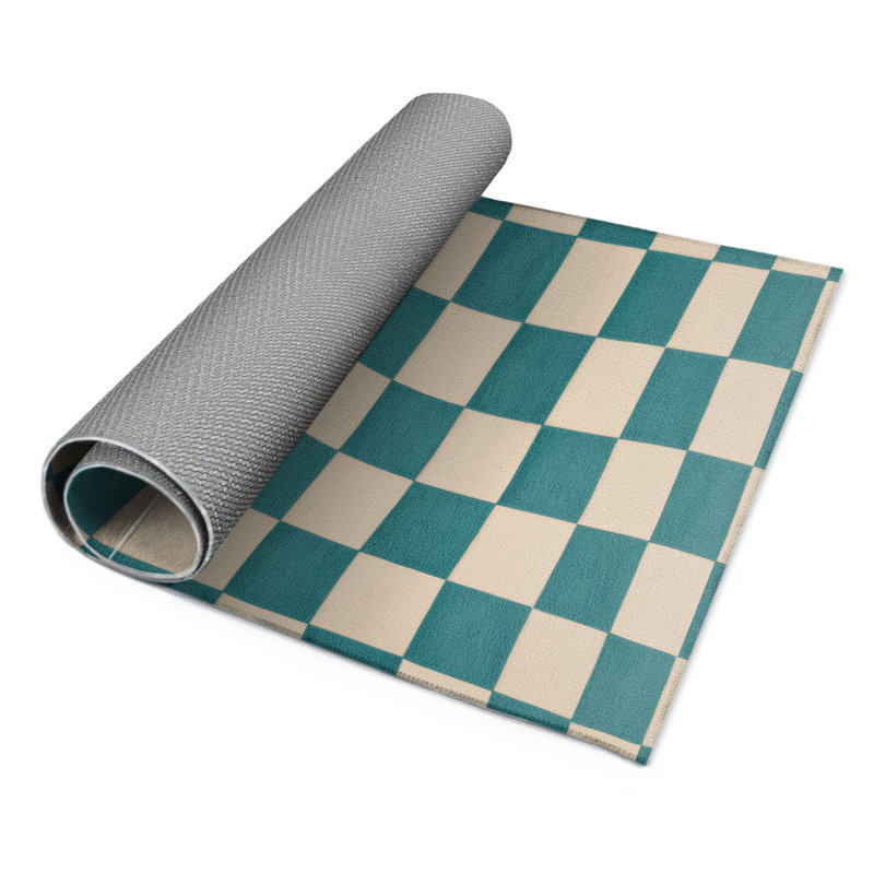 Tapis d'intérieur et d'extérieur à carreaux beige, Rectangulaire 3 pi x 5 pi