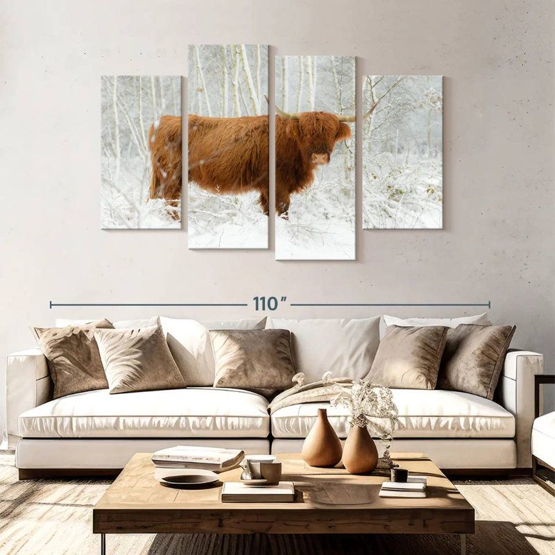 Brampt Winter Highland Cow, 54" H x 84" W