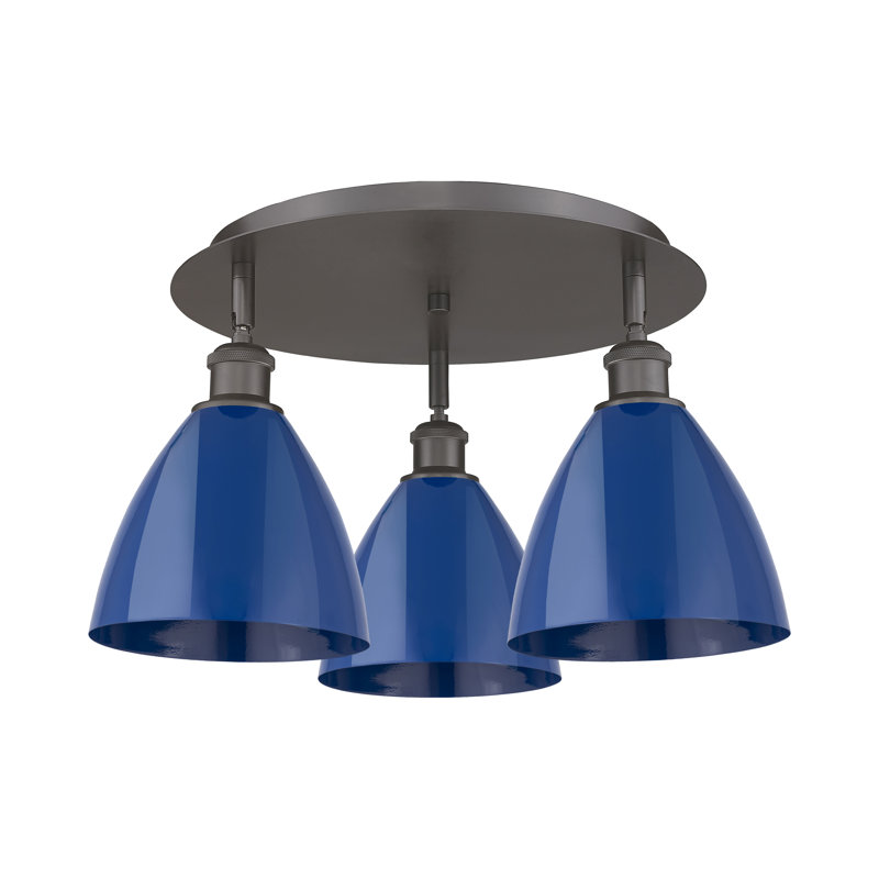 Plafonnier encastré 3 lumières 7,5 po Allare, Bleu, Bronze frotté à l'huile