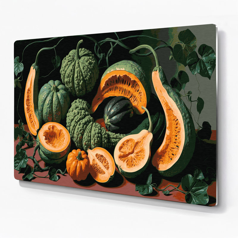 Vegetables Bitter Gourd Bitter Melon Green Metal Wall Art, 11" H x 14" W