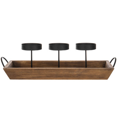 3-Pillar Metal Tabletop Candelabra Tray