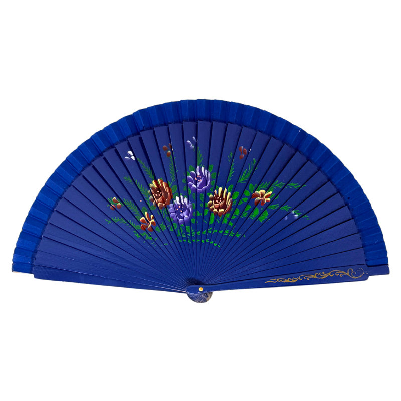 Ensemble de 12 ventilateurs à main en bois double face de style espagnol avec fleurs peintes - Élégants accessoires de mariage, de fête, de danse et de fête (couleurs assorties)