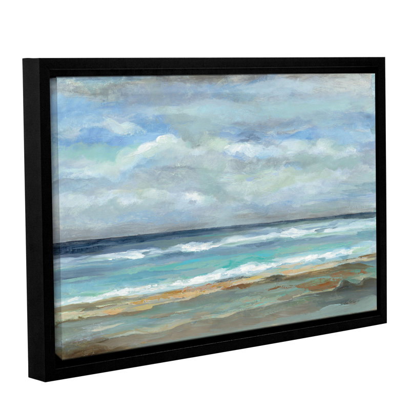Bord de mer - Peinture sur toile, Toile avec cadre noir, H 24 po x l 36 po