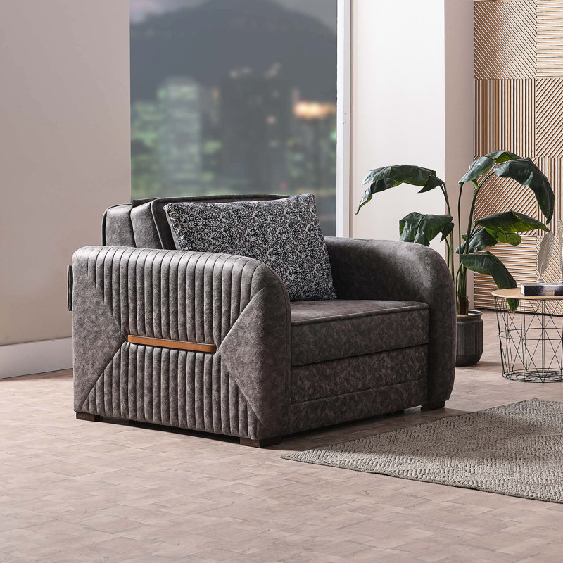 Fauteuil gris avec solution de rangement - Mobilier pratique et confortable Profitez d'un espace organisé