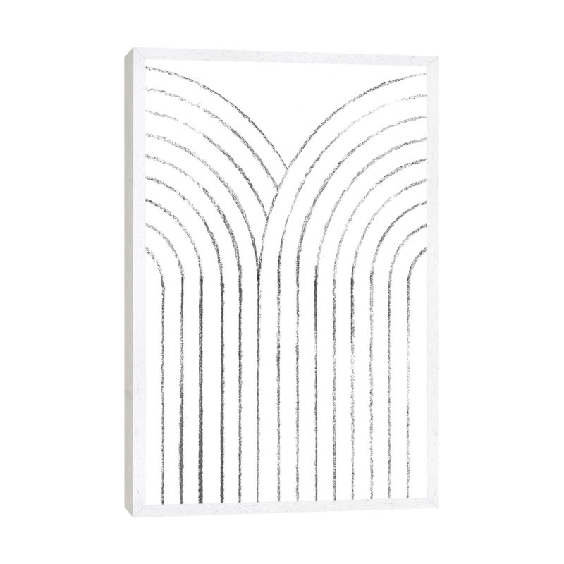 Rainbow Style Line Art by Whales Way - Print on Canvas, 66.04cm H x 45.72cm W x 3.81cm D, White Framed