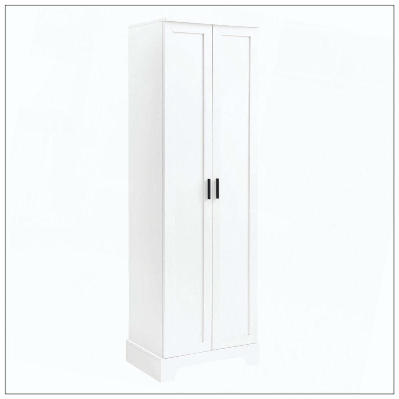 Armoire de rangement à deux portes, Blanc, H 71,2 po x l 16,9 po x P 23,3 po