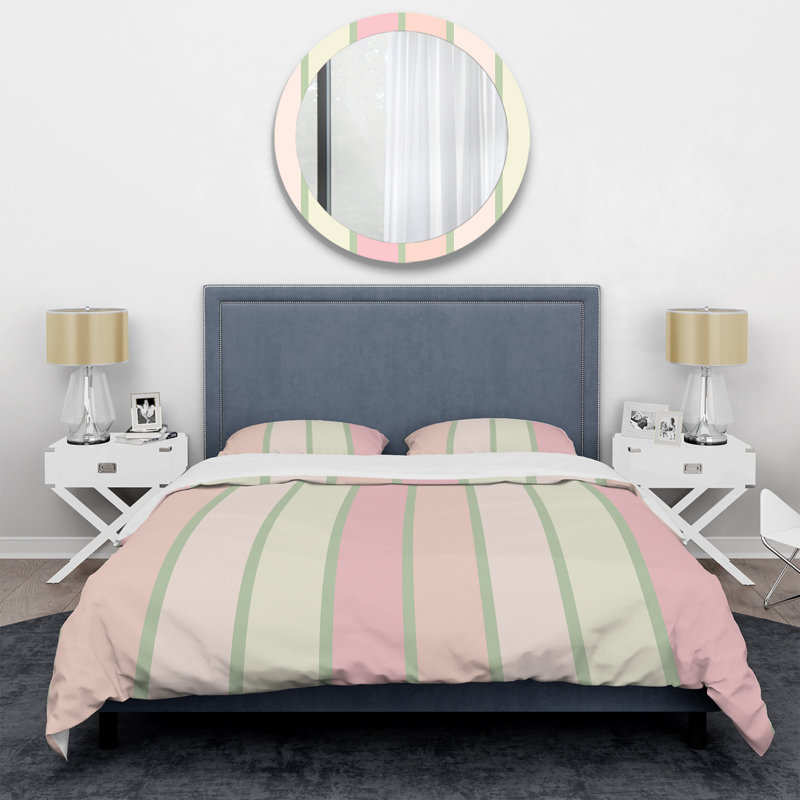 Motif à rayures multicolores - Ensemble de housse de couette abstrait - Microfibre de polyester
