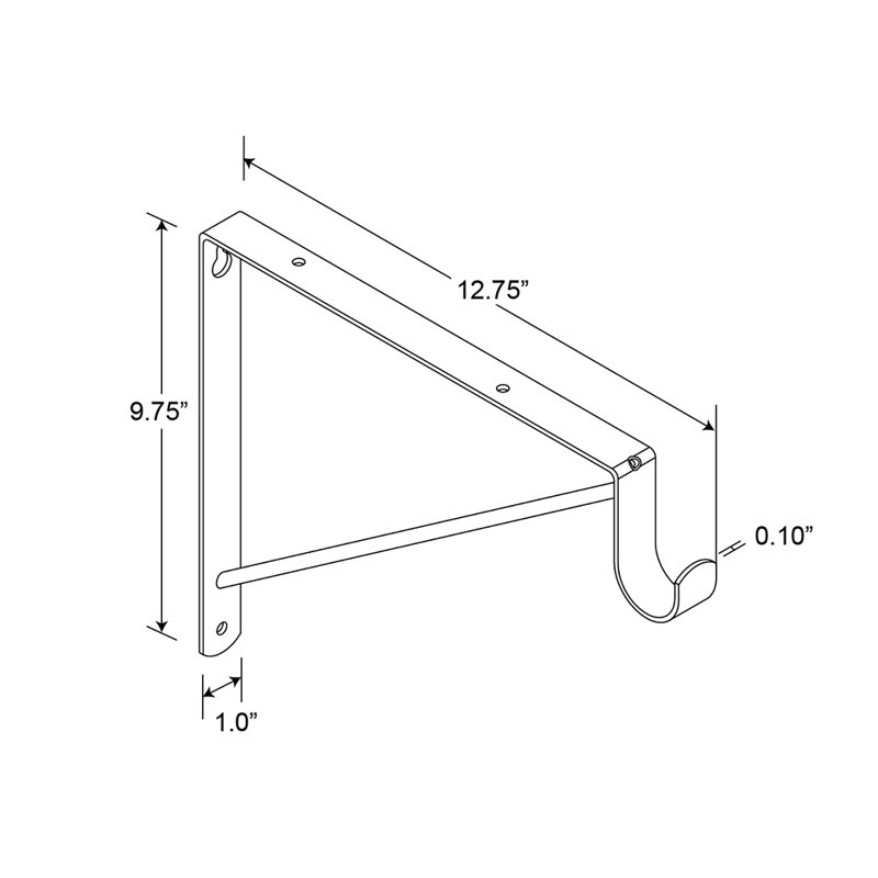 Support de tablette Prime-Line, acier estampé, Blanc, H 2 po x l 12 po x P 16 po