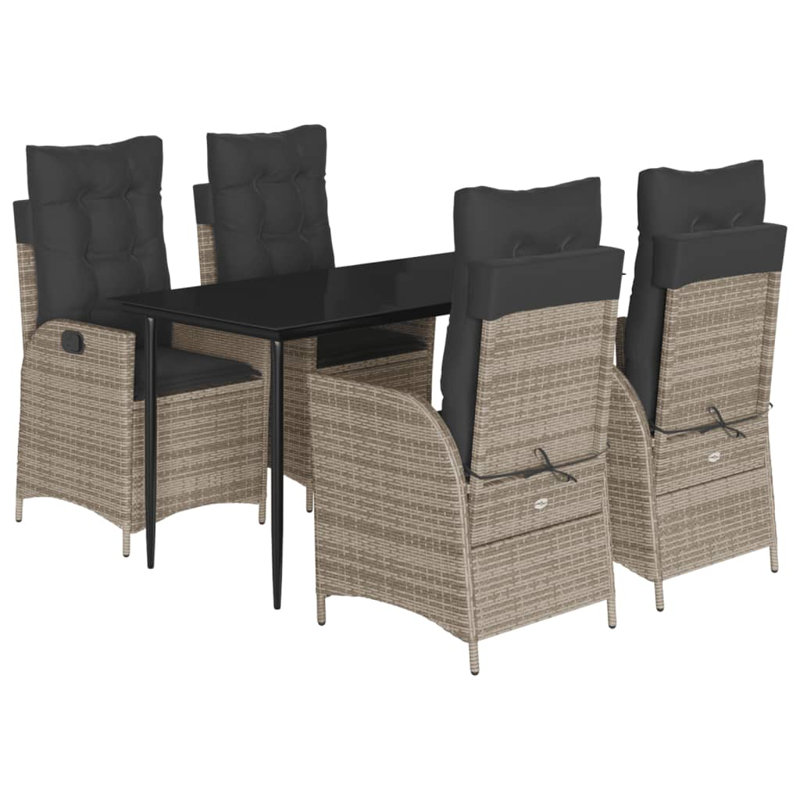  Ensemble de salle à manger de jardin gris, 4 places (sans repose-pieds), Beige/White, H 29,1 po x L 31,5 po x l 31,5 po