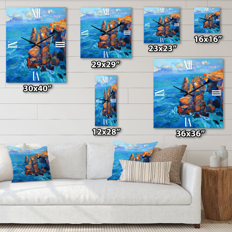 Cliff by the Blue Ocean - Horloge murale nautique et côtière, Petit