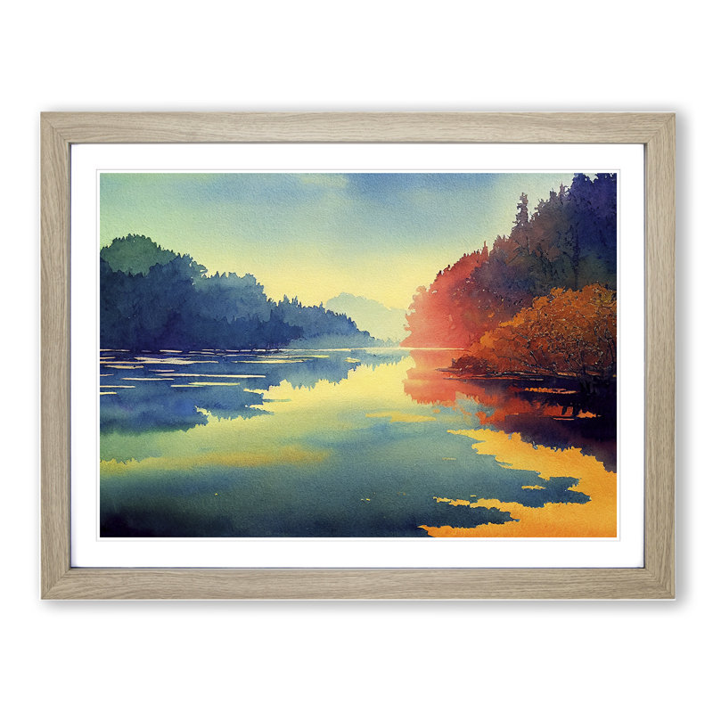 Colourful Forest River Vol.3 - Single Picture Frame Print, Oak Framed, 46cm H x 64cm W x 2cm D