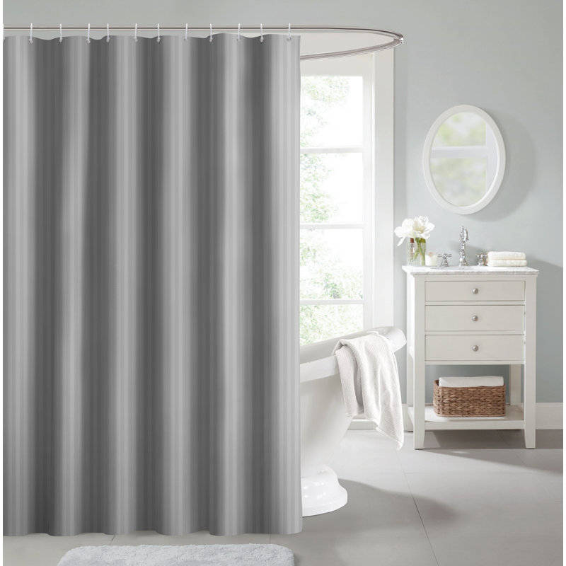 Qualik Hotel Stripe Waterproof Polyester Shower Curtain, Grey