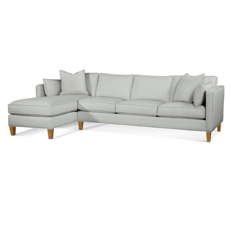 Lenox Chaise Sectional, Honey, Green Performance Fabric; 0851-54, Left Hand Facing