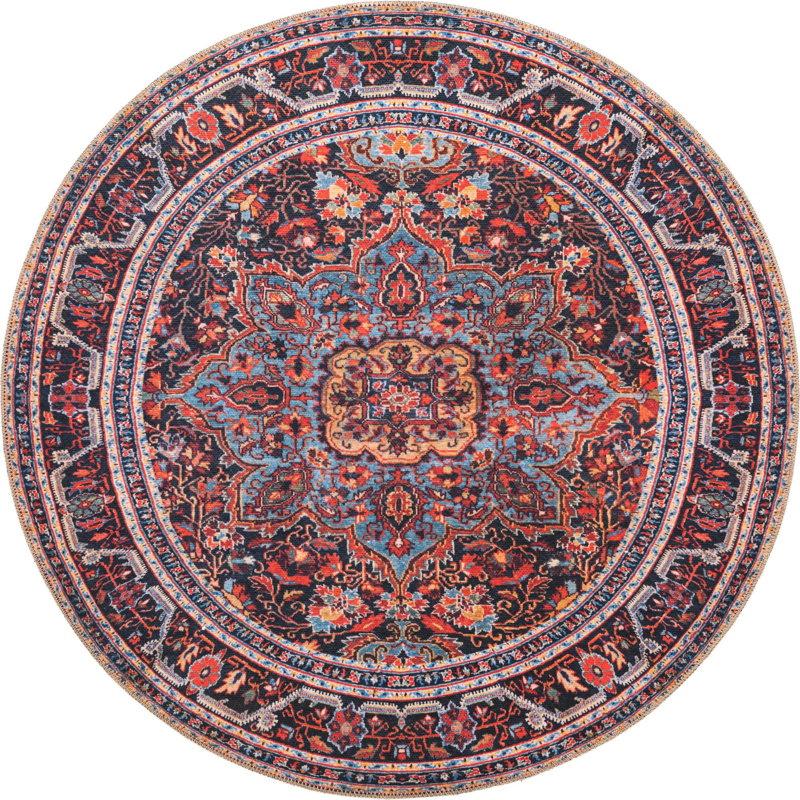 Gamero Chenille Geometric Indoor Rug, Round 3'6"