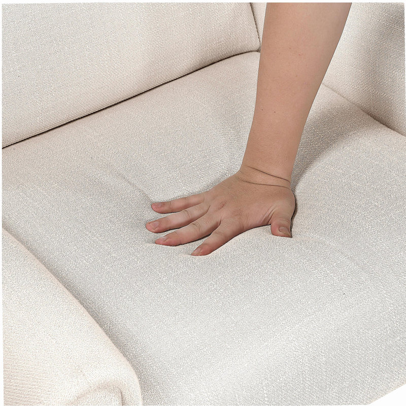 Chaise d'appoint moderne à oreilles rembourrée beige en bois massif avec meubles de luxe, Beige