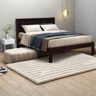 Lit plateforme en bois espresso, simple, style rustique moderne pour la maison