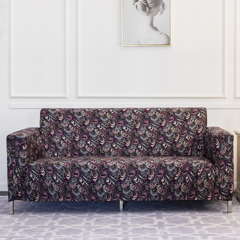 Housse pour canapé à coussins carrés/rectangulaires, Mélange de polyester mauve mauve, H 40 po x l 73 po x P 90 po