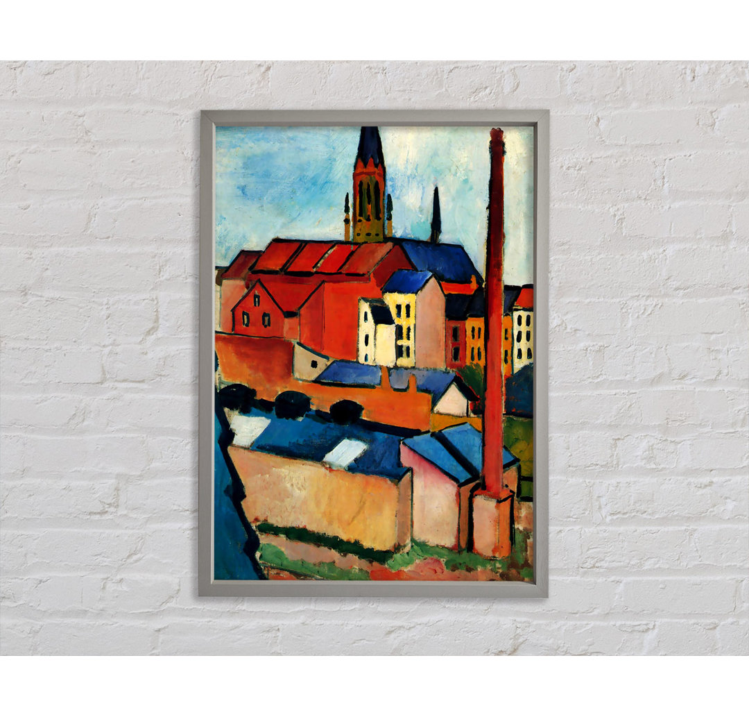 August Macke St. Marys Kirche mit Häusern und Schornstein - Einzelne Bilderrahmen Kunstdrucke auf Leinwand