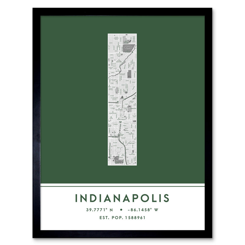 Indianapolis Indiana United States City Map - Single Picture Frame Typography