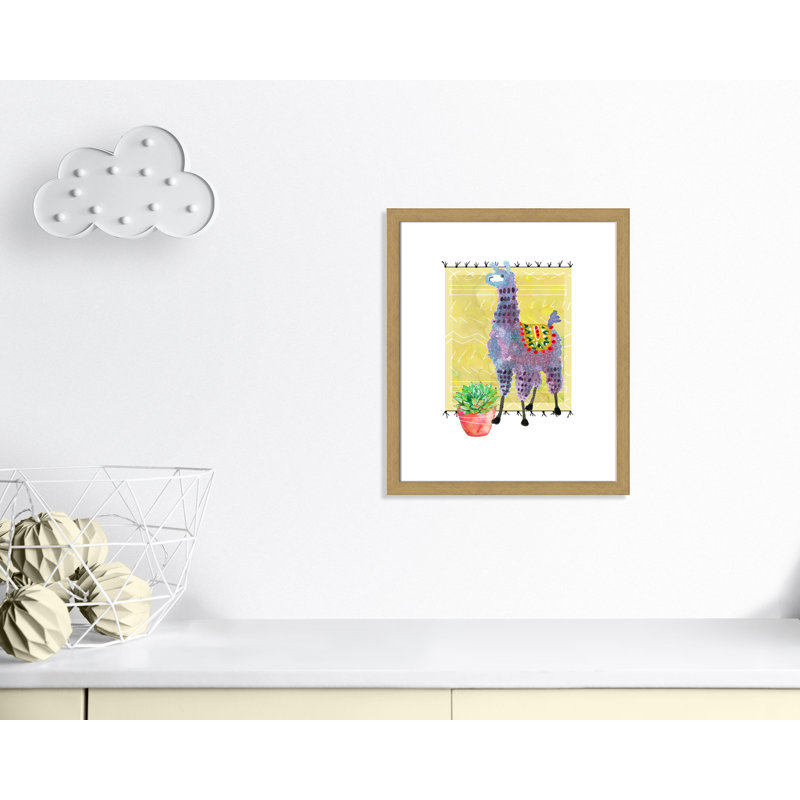 « jolie llama ii », art sur toile, H 26,5 po x l 22,5 po x P 0,625 po, Cadre en chêne