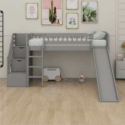 Loft Bed With Two Drawers And Slide