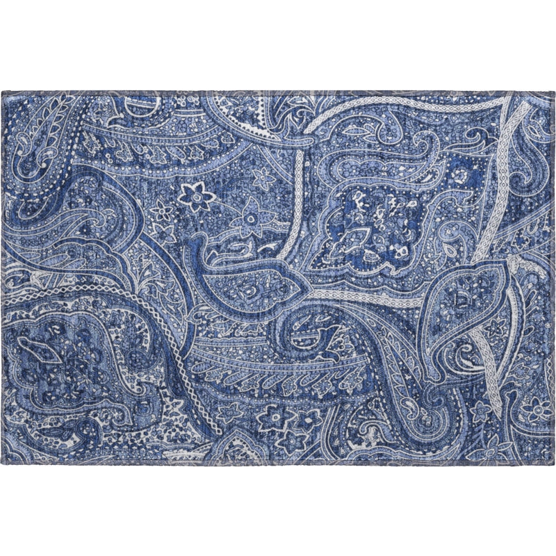 Premium Machine Washable Cerrito Navy Rug, Rectangle 1'8" x 2'6"