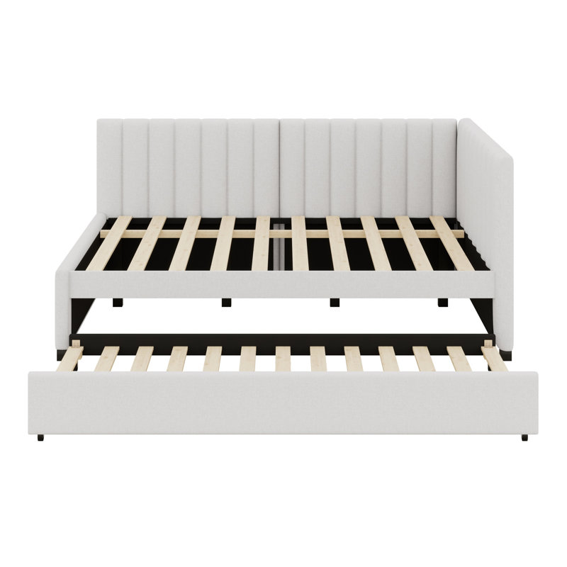 Lit de jour rembourré avec couchette, Beige, Complet/Double