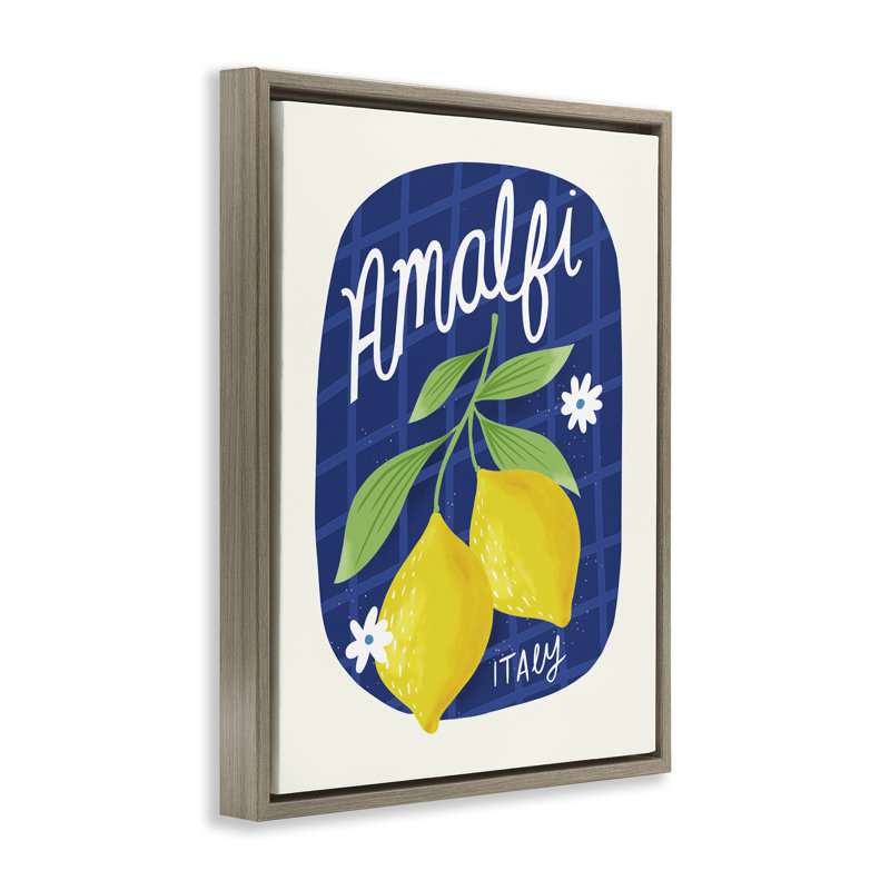  Amalfi Lemons on Blue Canvas Wall Art by Louise Allen Designs, H 31 po x l 25 po, Cadre flottant orme Montalcino