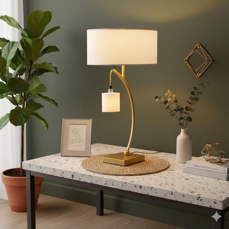 Lampe de table 28 po, Doré