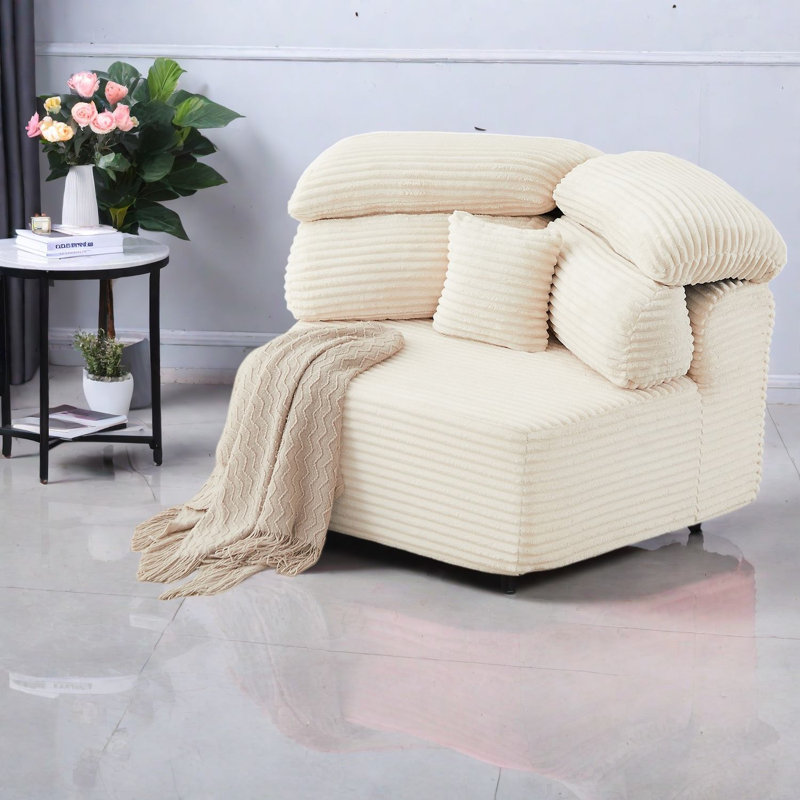 Chaises d'appoint modernes, 53 po. Velours côtelé beige pour la maison
