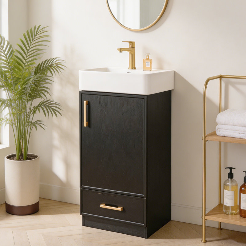 Arbutus 18'' Modern Free-standing Single Bathroom Vanity Set For Small Space, Matte Black