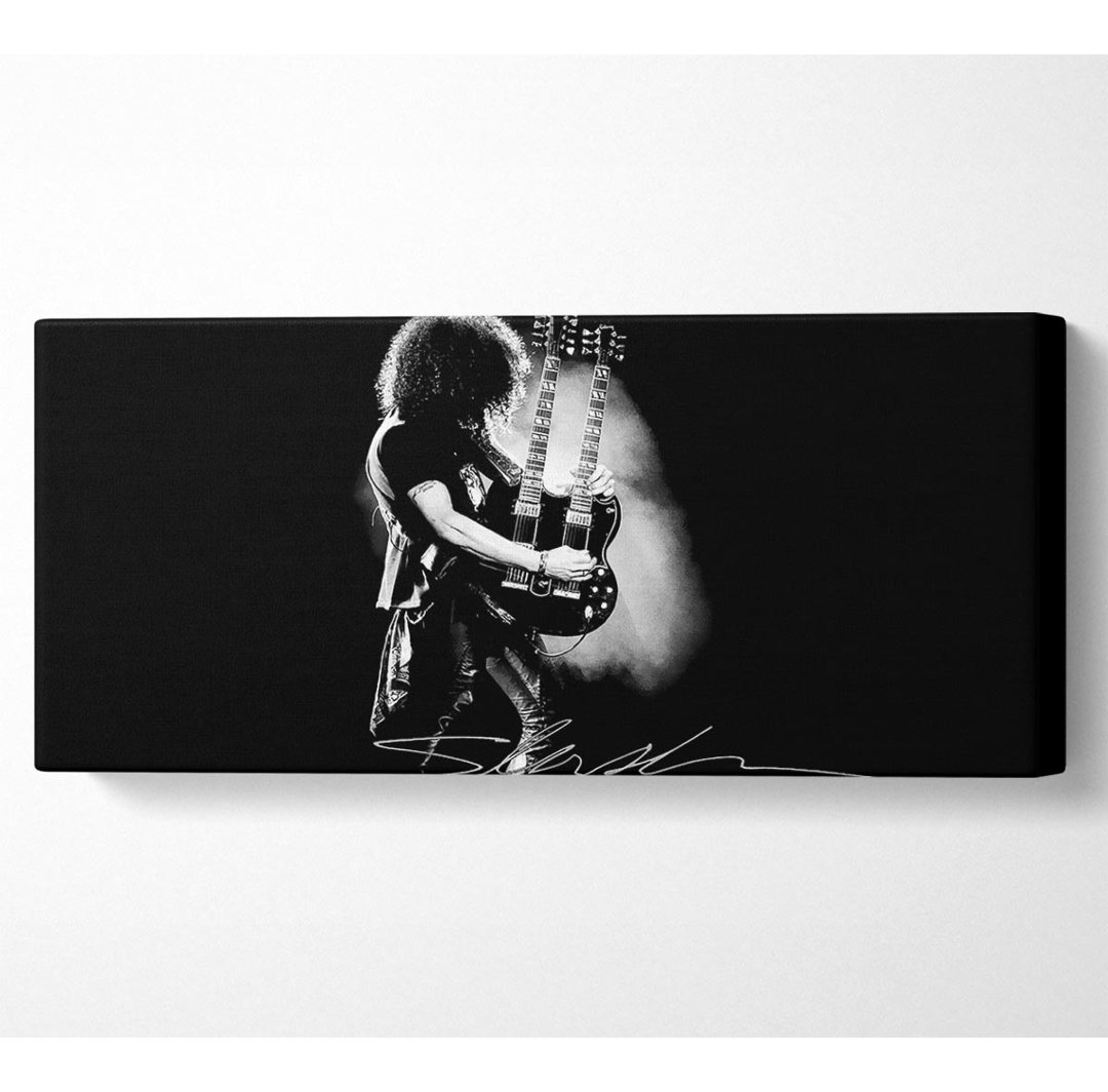 Slash Double Guitar B~W - Panorama-Kunstdrucke auf Canvas-Leinwand