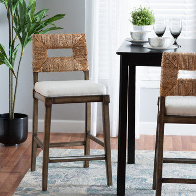Willowick 27" Mahogany wood and Seagrass Counter Stool