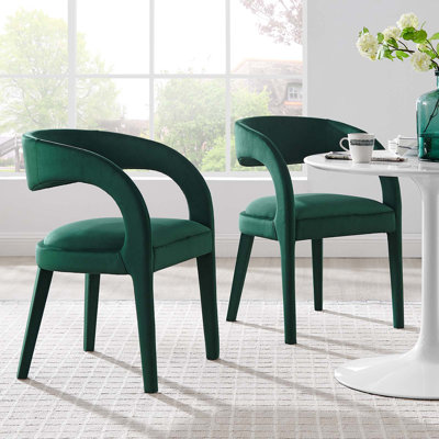 Pinnacle Performance Velvet Dining Chair Set Of Two In Brown