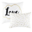 Housse de couette simple / simple TG avec imprimé géométrique doré métallique - microfibre douce, fermeture à boutons, 2 taies décoratives, coussins décoratifs et détails de typographie-127222772