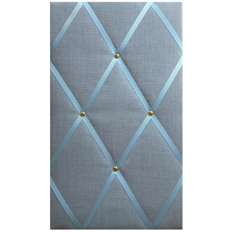 Fabric Covered, 48cm H x 28cm W, Duck Egg Blue/Gold
