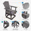 Chaise de patio extérieure pivotante et coulissante gris Hdpe avec porte-gobelet-128865642-124033052