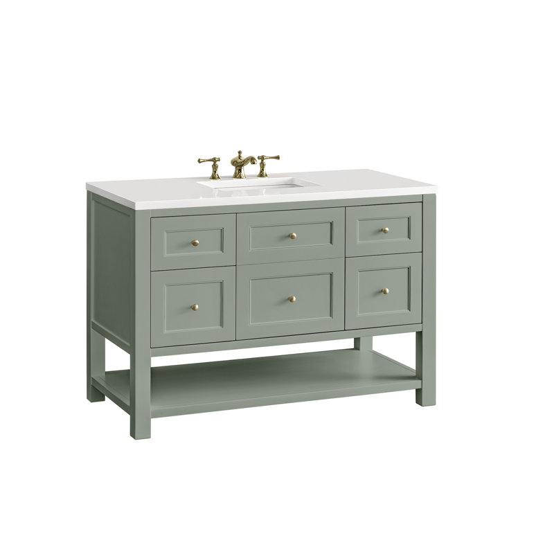 Breckenridge 48'' W Single Vanity, Smokey Celadon, 8" Widespread, White Zeus