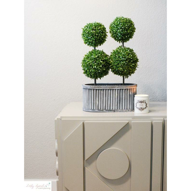 Ensemble de vase de table en verre double 3 pièces en bois ovale délavé Poteau