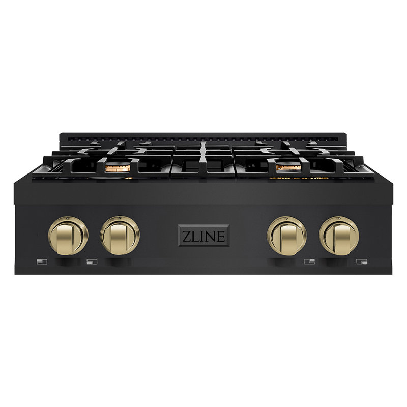 Autograph Edition 30" Gas Cooktop with 4 Burners, Black Stainless Steel/Champagne Bronze