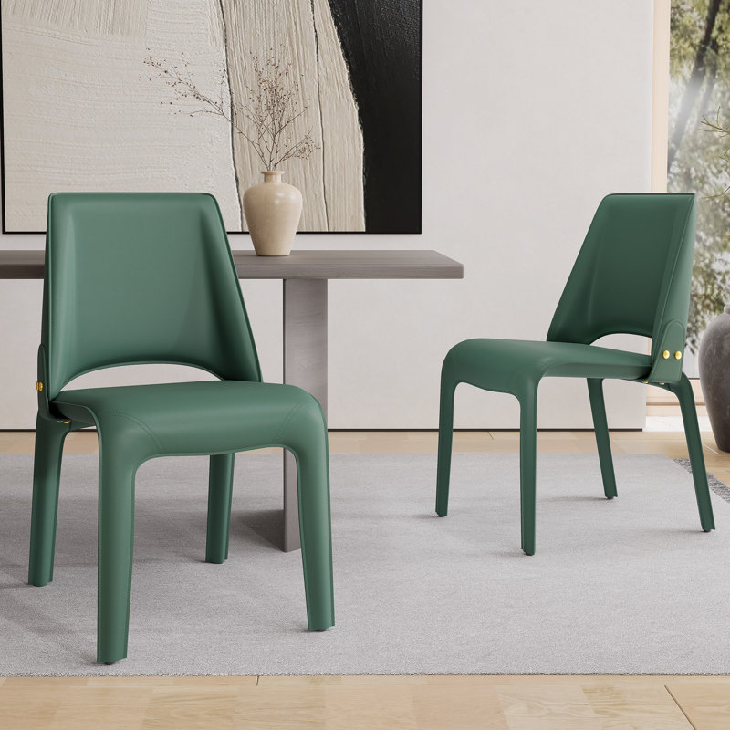 Chaise de salle à manger en cuir Saddle, Vert