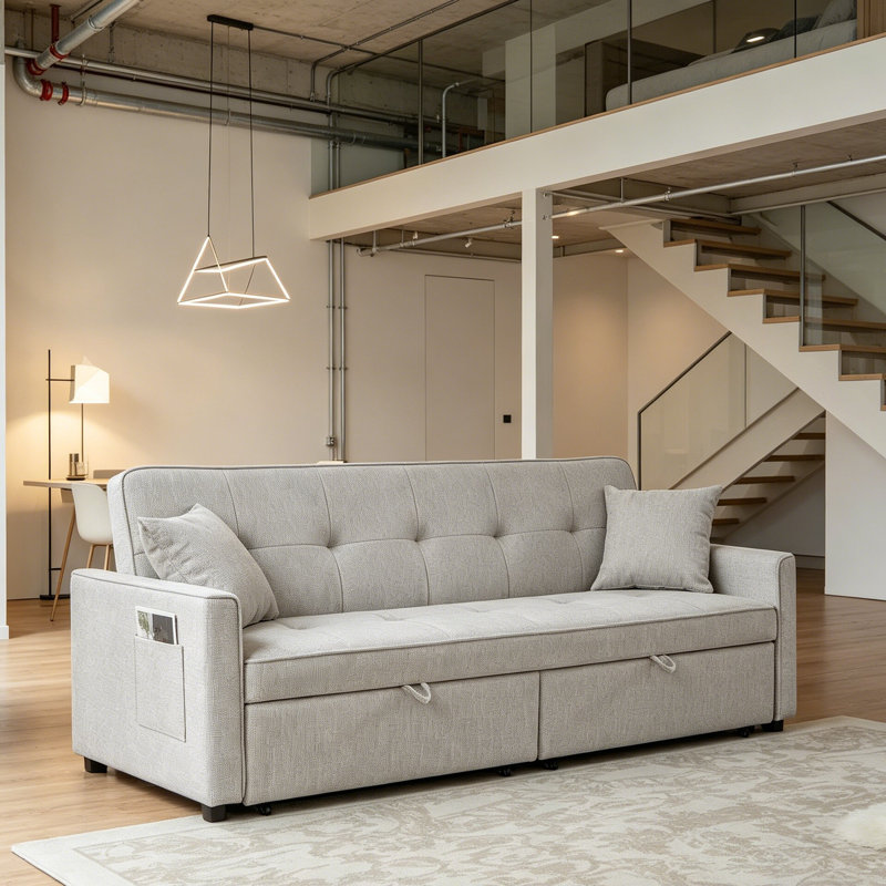 Sleeper Sofa Convertible Sofa Bed Sofa Arm Sofa Bed Couch Sleep Sofa Comfy Sofa Modern Sofa, Beige