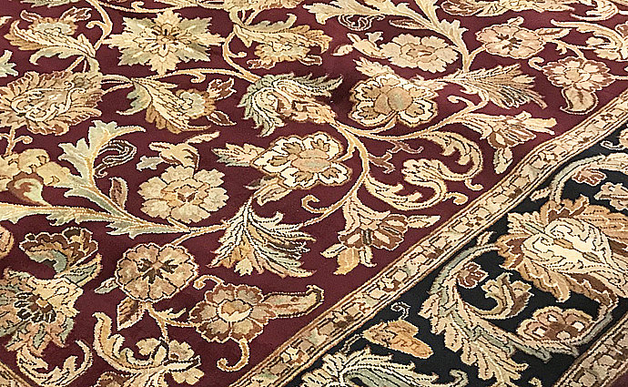 Magnolia Wool Oriental Area Rug in Beige/Red/Black