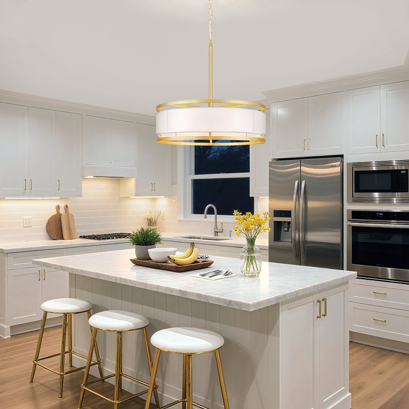 Lustre tambour 6 lumières moderne en tissu noir mat à intensité variable, luminaire suspendu à hauteur réglable pour îlot de cuisine, salle à manger et salon