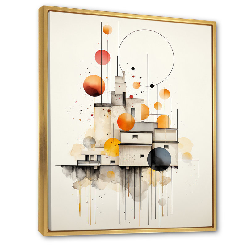 «Discovery Discovery Elementary Retro Geometrics» sur impression sur toile, H 44 po x l 34 po, Cadre flottant doré